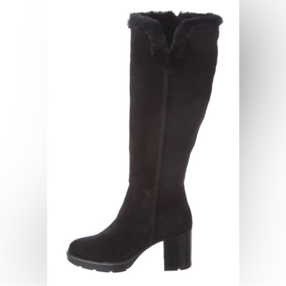 Aquatalia dark brown suede leather heel boot 8.5 - Picture 1 of 15